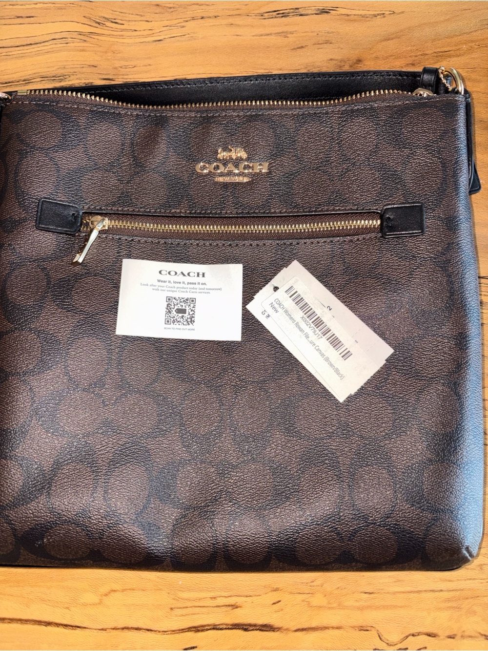 COACH Rowan File Bag in Signature Canvas Crossbody Bag in Brown/Black - Picture 3 of 3